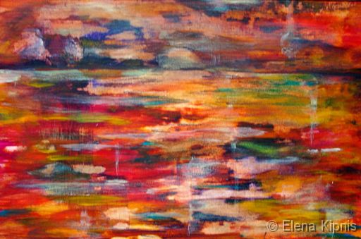 14 - Roter Flu&szlig; Acryl, 90 x 70 cm